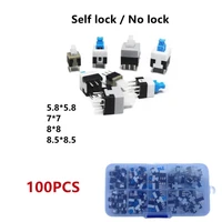 100pcsbox self locking unlock push tactile power micro switch 6 pin button switches 5 8x5 8 7x7 8x8 8 5x8 5mm