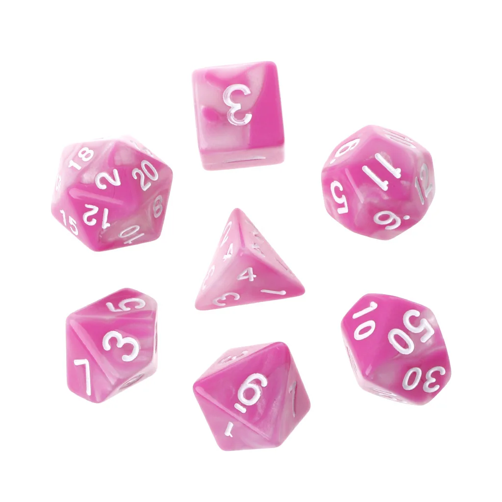 7 шт./компл. акриловые многогранные кости для TRPG настольной игры Подземелья и Драконы D4-D20