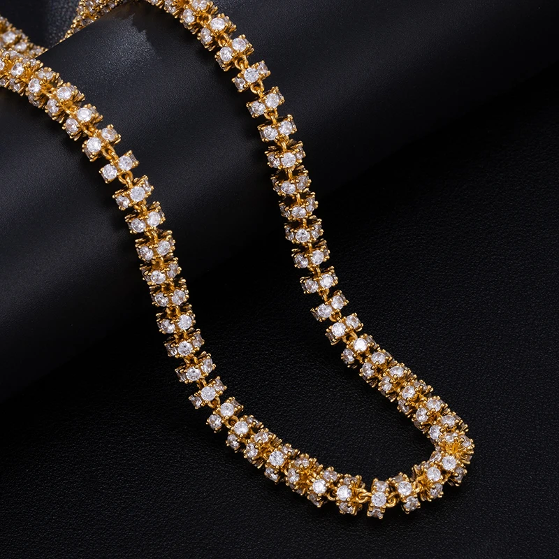 Hip Hop 6MM Set Bling AAA CZ Cubic Zirconia Iced Out Round Link Chain Necklace Bracelet For Men Women Rapper Jewelry 18''-24''
