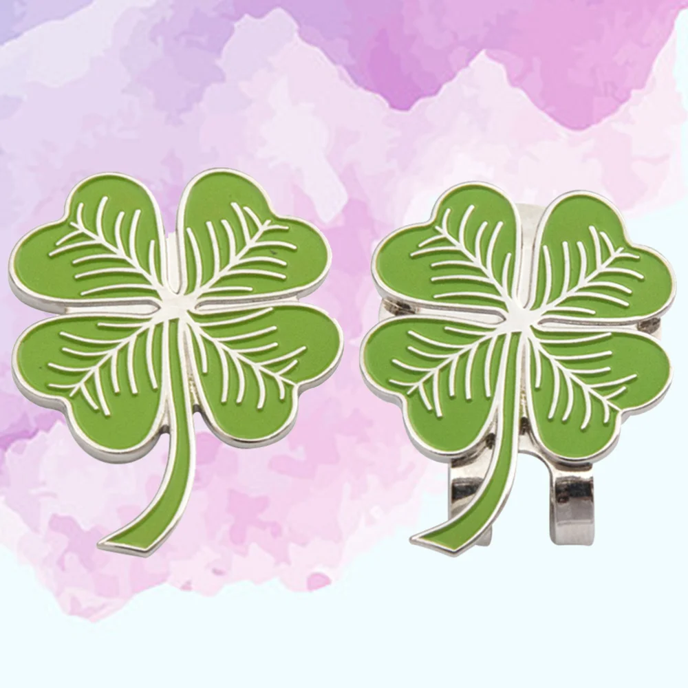 

2 Pcs Lightweight Alloy Magnetic Ball Markers Hat Clip Four-Leaf Magnetic Accessories
