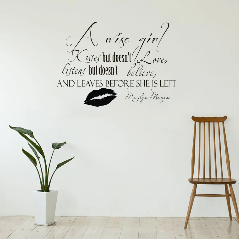

New Arrivals Baobaoshop Wall Arrangements Quotes A Sensitive Girl Kisses Marilyn Monroe Wall Decal Vinyl Art Mural DW7779