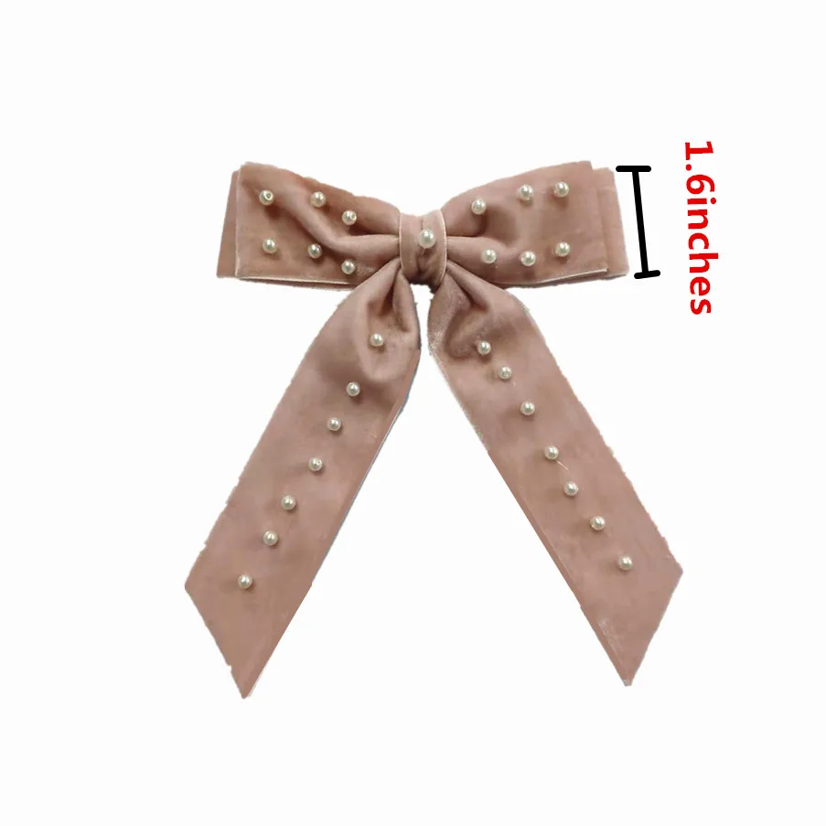 1.6 inches plus pink Новинка, двухсторонний бархатный 1 дюйм, Широкий Бант с хвостами, заколки для девочек, заколки для волос, аксессуары для волос - Цвет: 1.6 inches plus pink