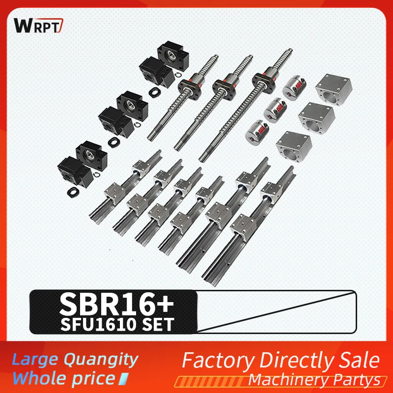 Высокое качество, 6 комплектов линейных направляющих SBR16 и 12 шт. SBR16UU/16LUU, 3 комплекта шариковых винтов SFU1605, набор из BKBF12 + DSG, аксессуары для фрезерного станка с ЧПУ
