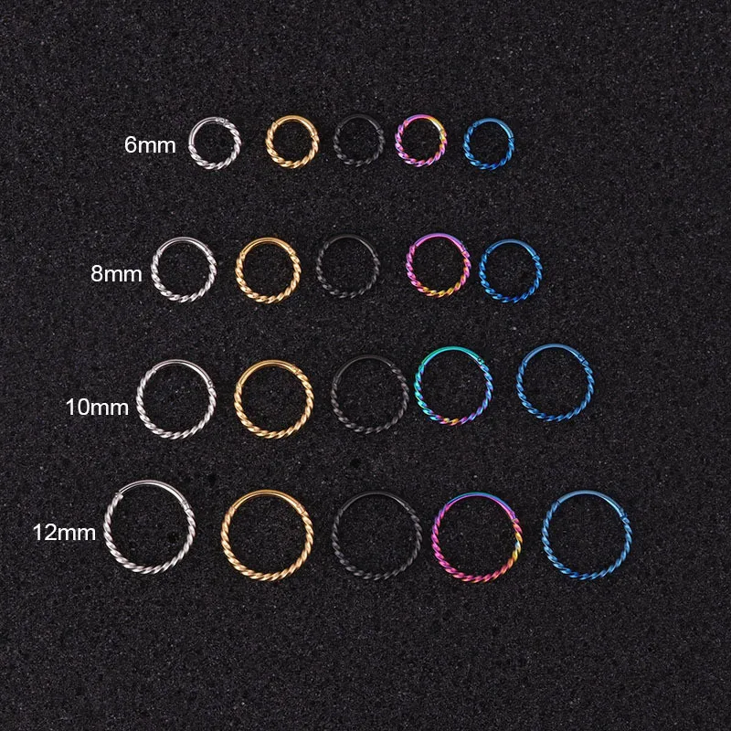 1 шт многоцветные хирургические стальные серьги-кольца перегородка кликер нос