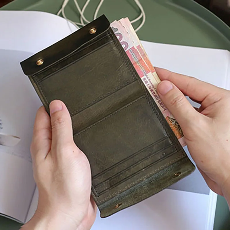 AETOO имплантированный маленький кошелек, кожаный, мужской кожаный Тонкий Пряжка Ретро Карта Сумка, нулевой кошелек женщина