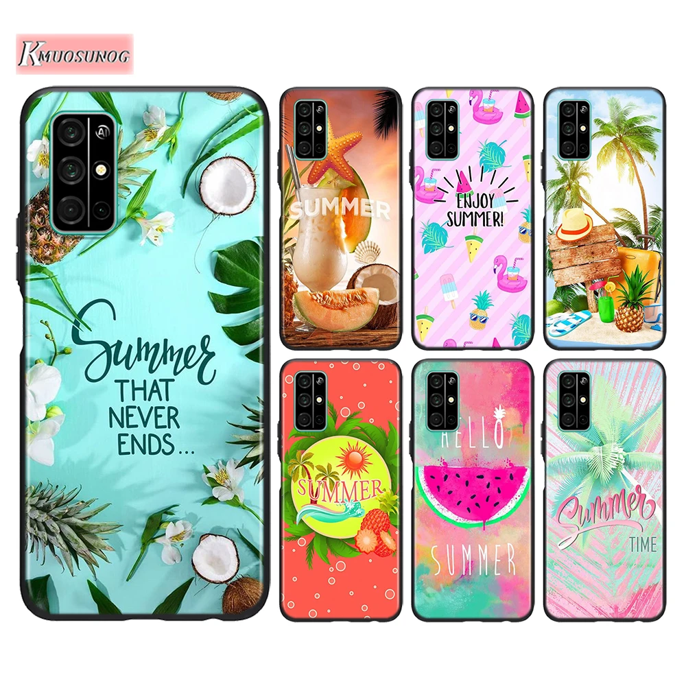 

Black Cover Hello Summer Coconut for Huawei Honor 30 20S Pro 10i 9C 9A 9S 9X 8X 10 9 Lite 8 8A 7A Pro Lite Phone Case