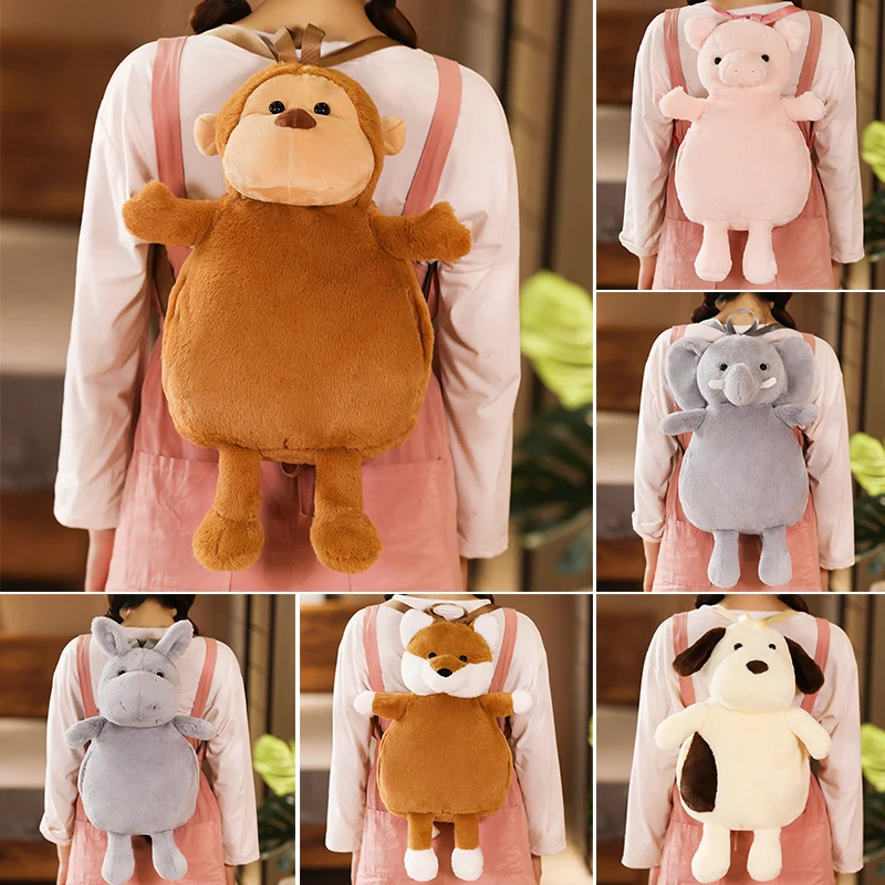 

Cute Cartoon Animal Shape Plush Backpacks Boy Toys Girls Toys Dog Elephant Monkey school Backpack Toys