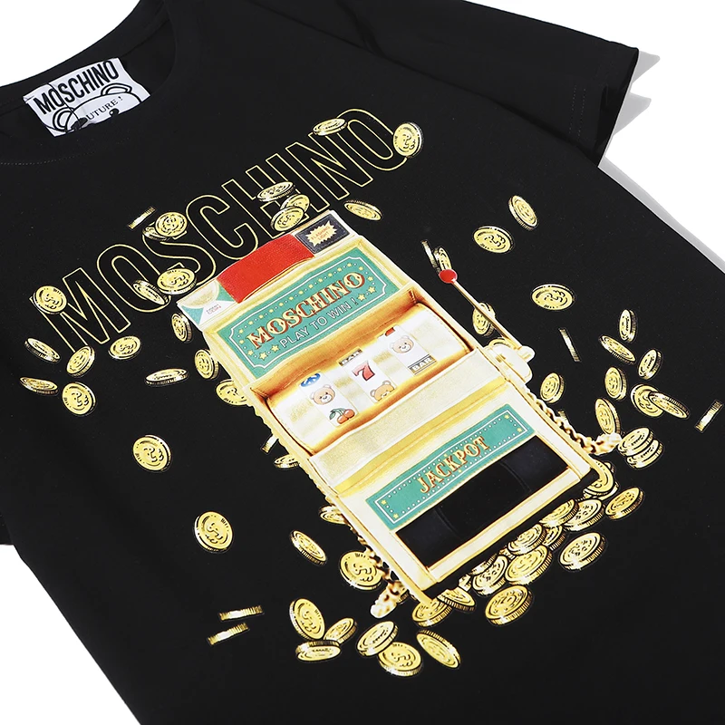 

Moschino T-Shirts Double-Side Colorful Logo Unisex Shirts Short Sleeve Tops MOSCHINO O-Neck Cotton Shirt for Couples Lovers 12