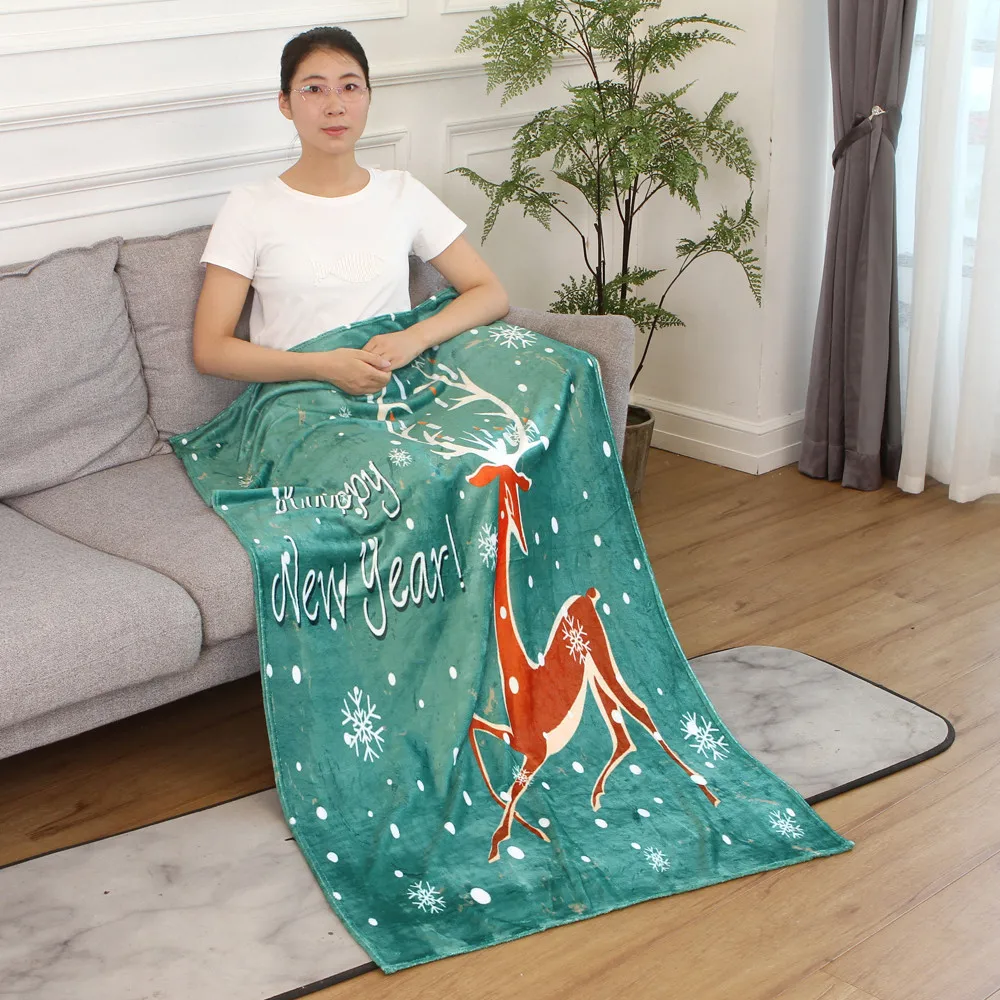 OUNEED Christmas Blanket Flannel Fabric Sofa Bed Blanket 150x200CM Office Children Towel Portable Car Travel Cover Blanket#45