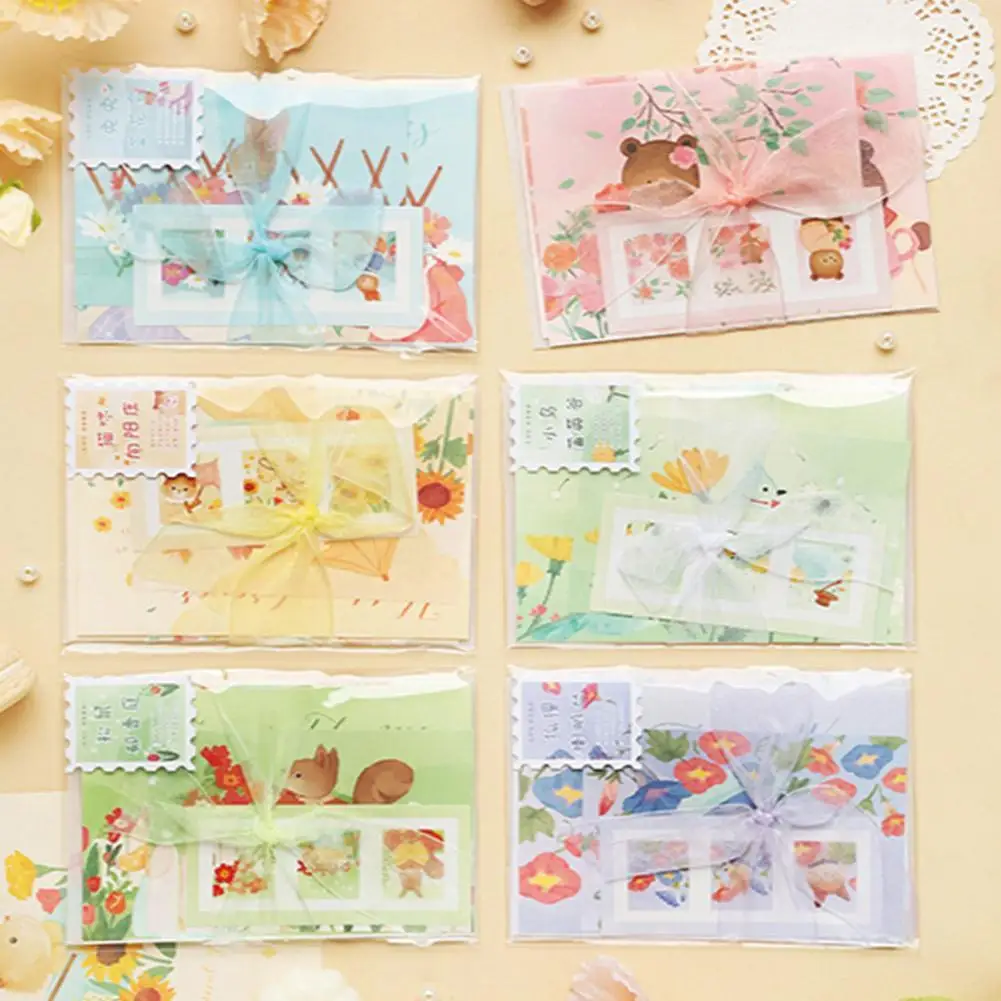 

Materialpaper 7 Pcs/set Animo Garden Series Creative Envelopes Hand Material Account Greeting DIY Cards With Gift K4I2