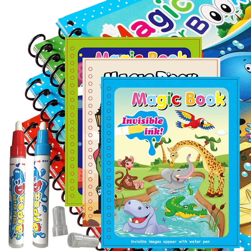 

Magic Water Book Drawing Montessori Toys Coloring Cartoons Books Doodle magical Pen Painting Board Toy For Kids Birthday Gift