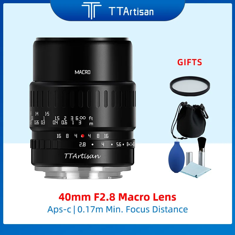 

TTArtisan 40mm F2.8 APS-C Macro Lens 1:1 Magnification Manual Focus Camera Lens for Sony E/Canon EOSM/Fuji X/Nikon Z/M43