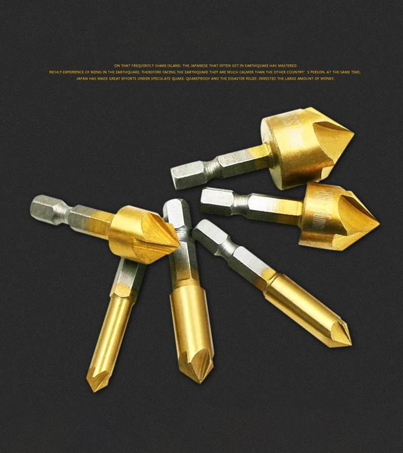 Комплект из 3 предметов, 5 Флейта фаски Зенковка 1/" шестигранный хвостовик hss древесины для снятия фасок резец, фреза 13/16/19 мм зенковки сверло