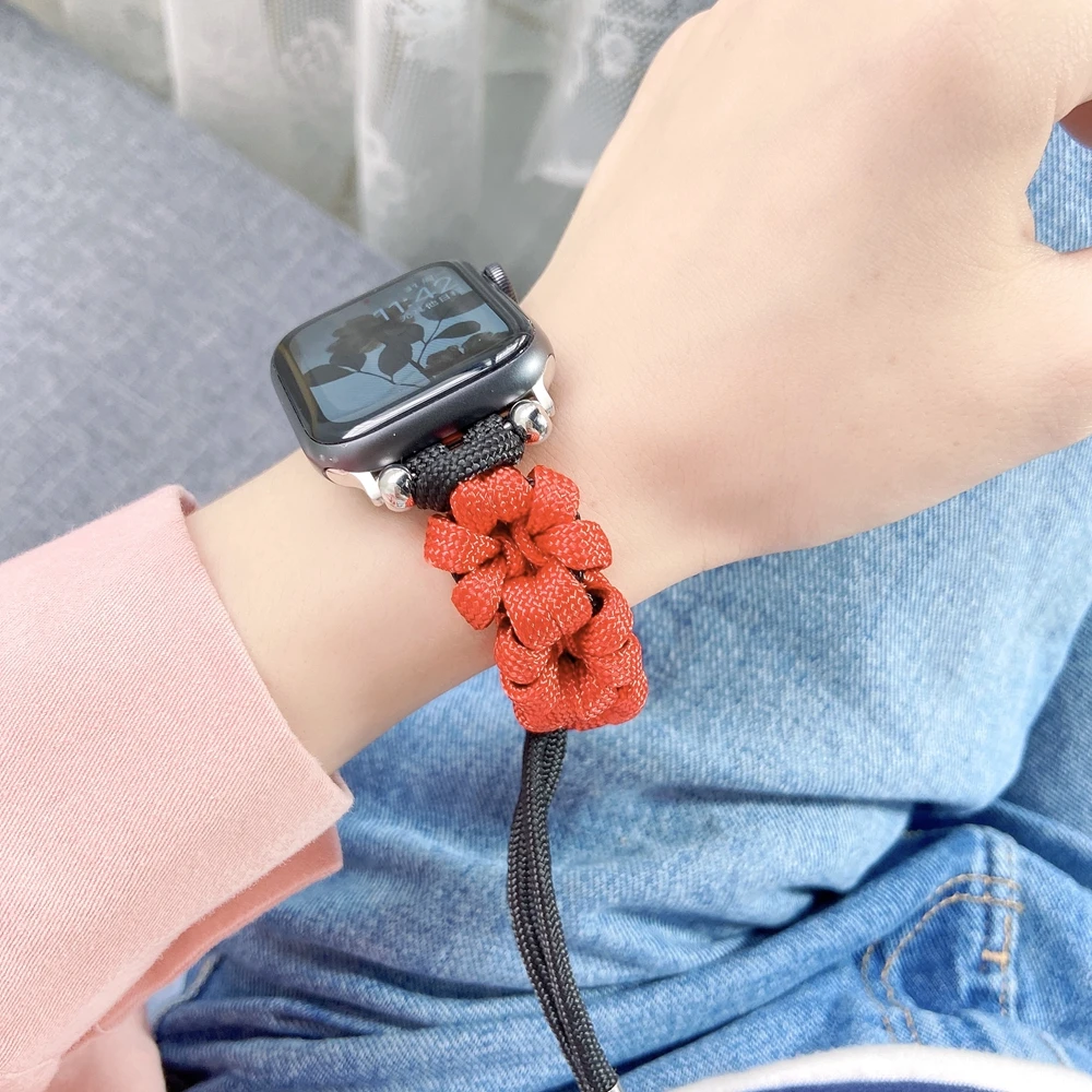 Ремешок нейлоновый для Apple Watch Band Series 38/42 мм SE 6 5 4 3 2 сменный плетеный браслет iWatch