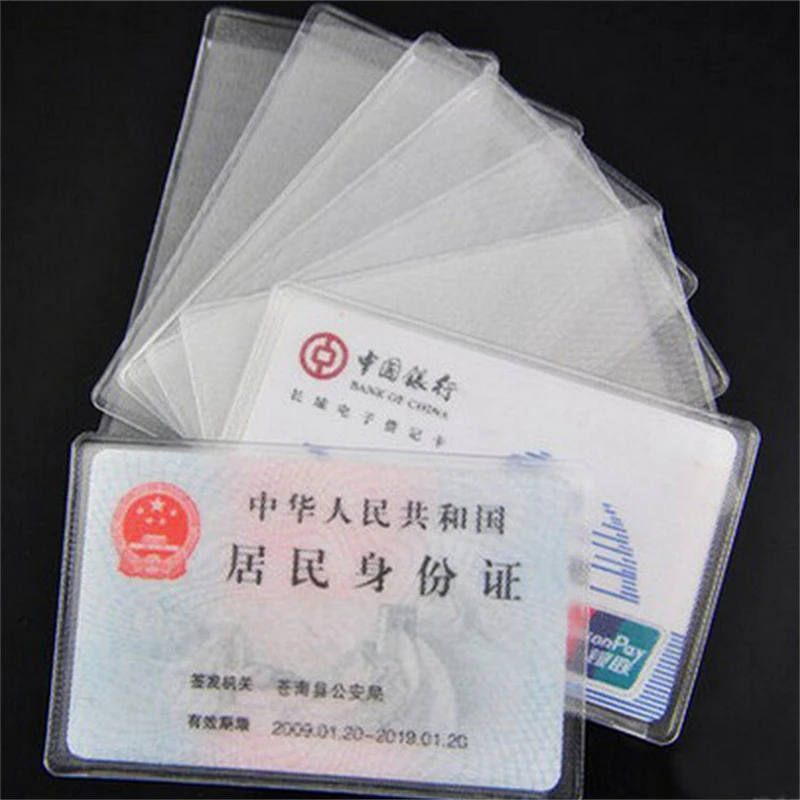 

9.6*6cm Transparent Waterproof Protect Frosted PVC Business ID Cards Note Covers Holder Cases Travel Ticket Holders Bags 10pcs