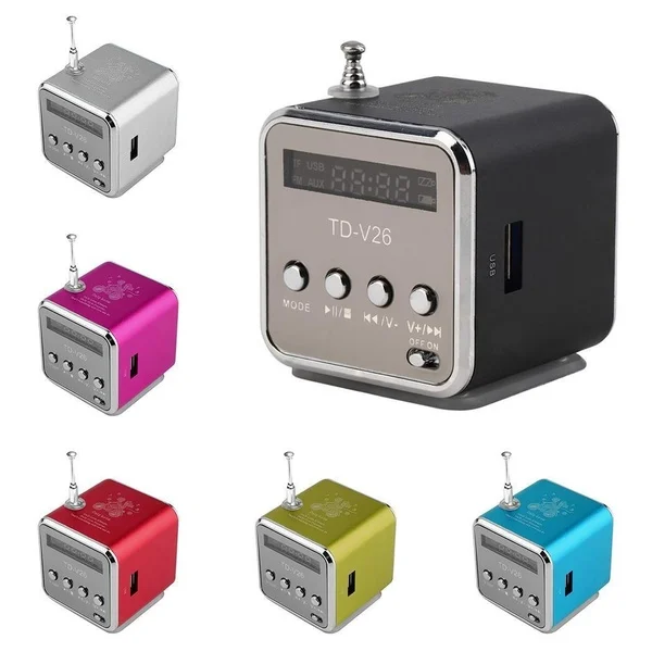 

TD-V26 Aluminium Digita linternet radio FM receiver SD TF USB Play Stereo Altavoz mini Speaker portable FM radio RU632