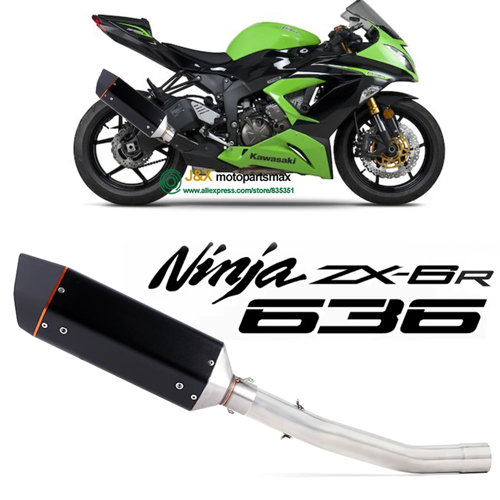 

ZX 6R ZX6R ZX-6R выхлопная система мотоцикла средняя труба + глушитель без шнуровки для Kawasaki ZX6R 2008-2019 лет