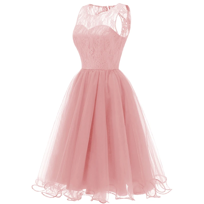 Robe de soiree без рукавов полое кружевное длиной до колена платье для выпускного