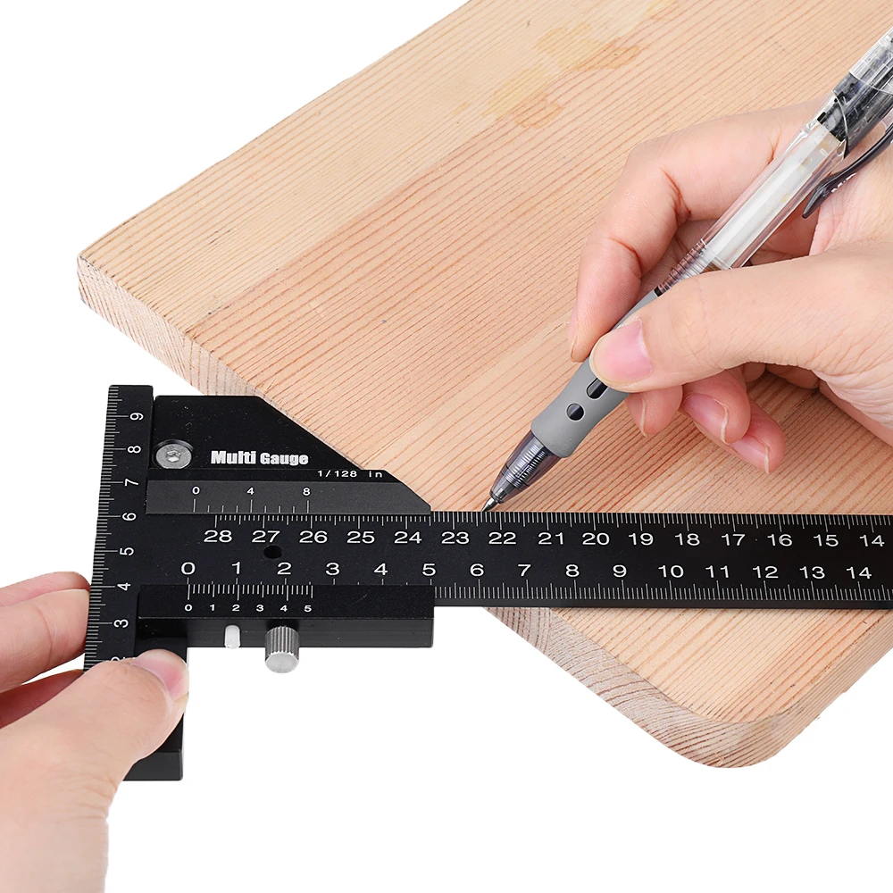 

Multifunction Inch MM Woodworking Scriber Gauge Aluminum Steel Measuring Marking Framing Ruler Tool for Carpentry DIY Tools