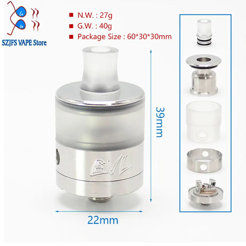 Атомайзер sxk EVL wraith RTA 22 мм 2 мл 316ss бак электронной сигареты vs dvarw mtl kayfun lite 2019 Tauren