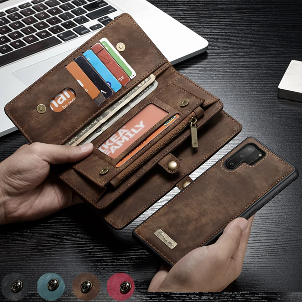 Чехол кошелек для Samsung Note 8 9 10 Plus откидной съемный чехол из искусственной кожи с