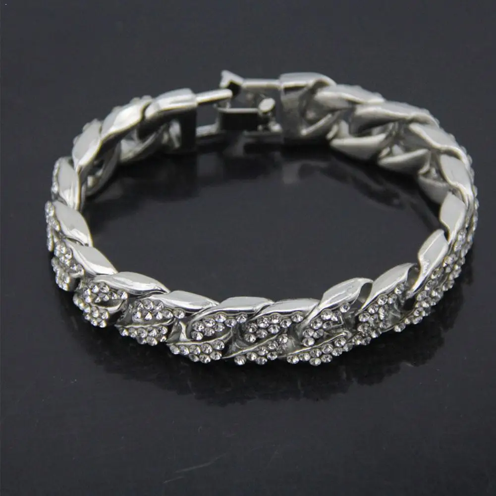 Новинка хип-хоп рок золото серебро стразы браслеты звенья роскошная сталь для