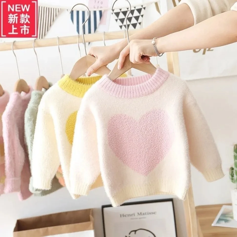 

Girls autumn winter baby bottoms hearts sweaters Pullover fashion children's sweater clothes girls long sleeve tops P5252