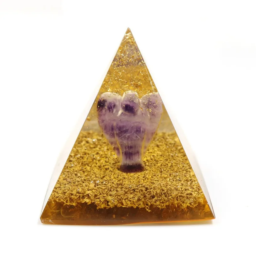 FYJS уникальный оргонит камень аметист и смола Пирамида духовный кулон прекрасный