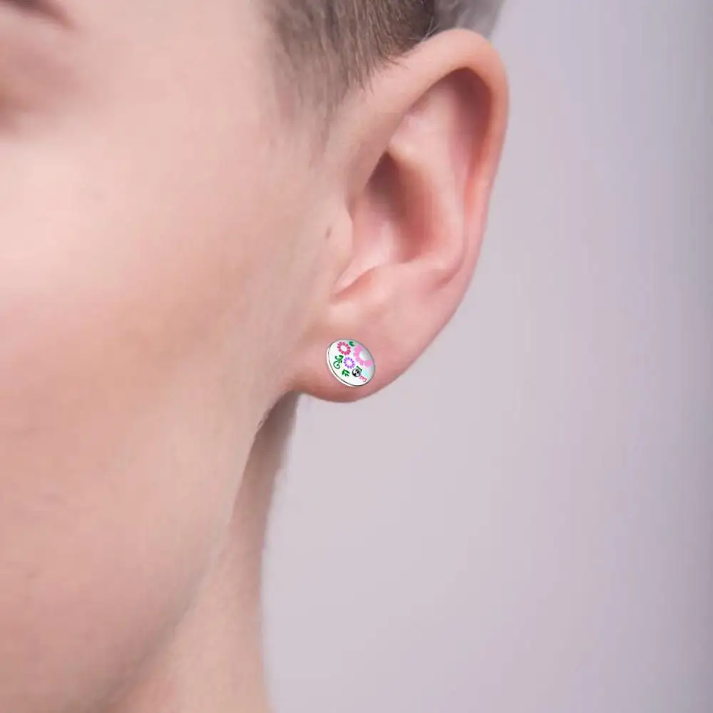 E Jewelry круглые серьги-гвоздики в виде подсолнуха для женщин 316 нержавеющая сталь с