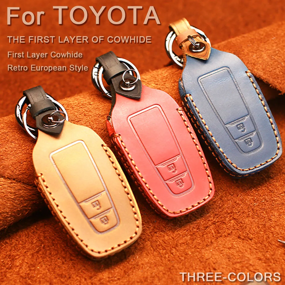 

High Quality Leather Car Key Case Cover For Toyota CHR Prado 2017 2018 Prius Camry Corolla RAV4 2017 2018 2019 2020