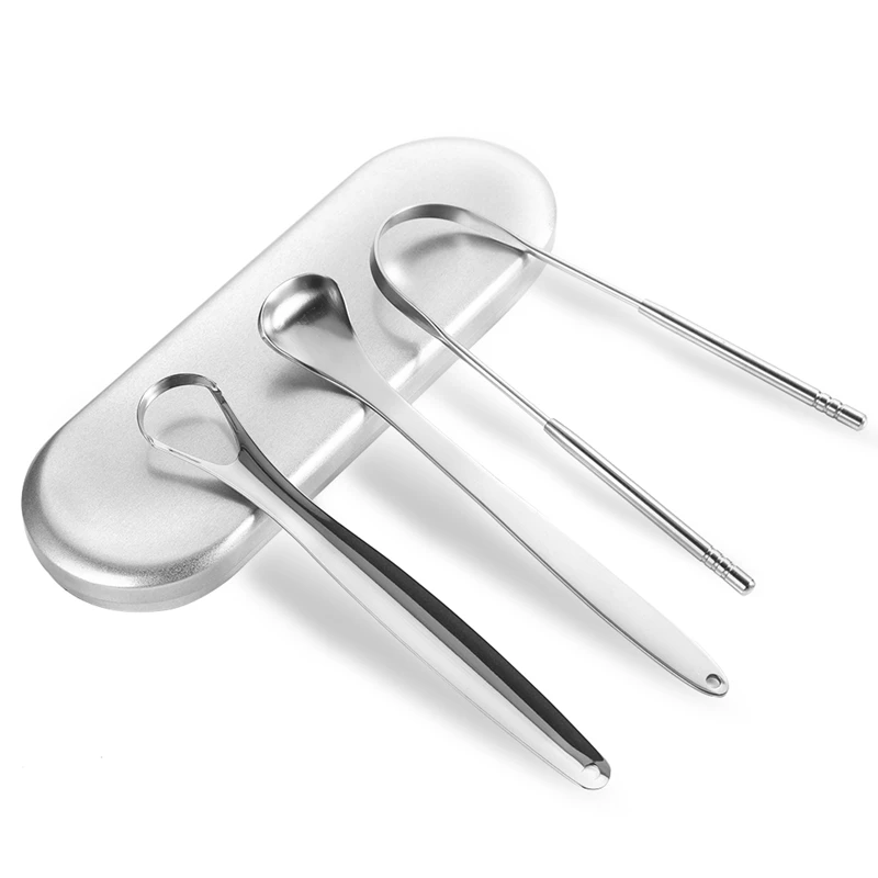 Скребок для языка из нержавеющей стали с покрытием TongueToothbrush 3 шт./компл.|Зубные