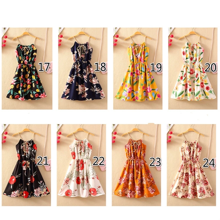 

Women Spaghetti Strap Dress 2020 Summer Female Print Floral Vintage Sleeveless A-line Bohemian Beach Vest Casual Short Dresses