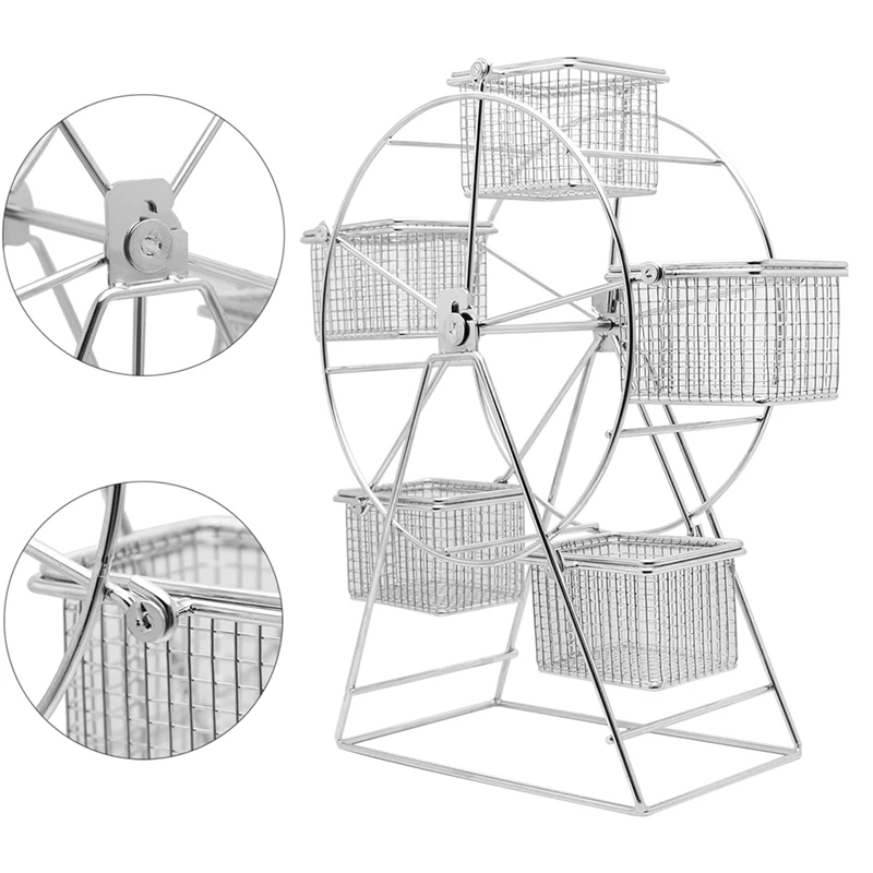 

Snack Dessert Fries Rack French Fries Holder Stainless Steel Ferris Wheel Mini Snack Ware Food Display Stand for Outdoor