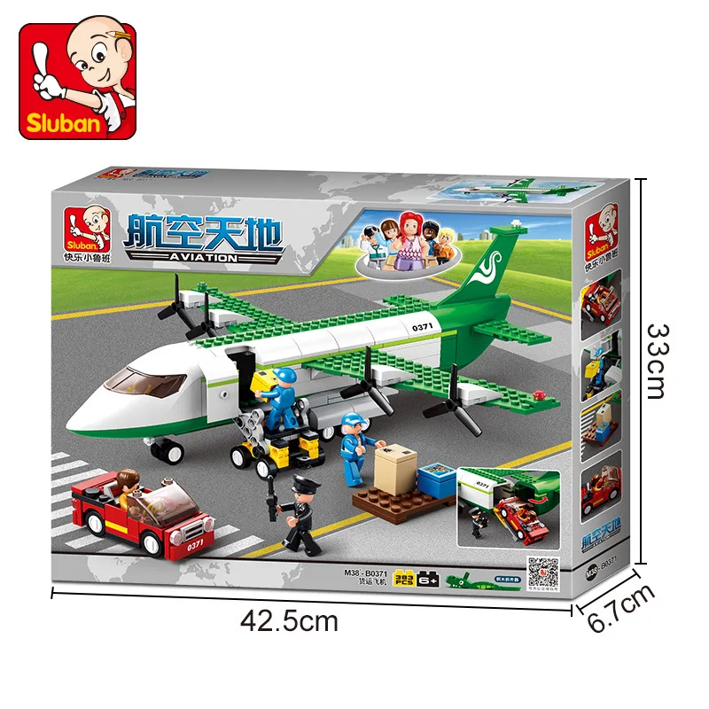 

2021 NEW SLuban Gift For Kids DIY Cargo Airplane Model Building Block Educational Toy Children's Assembled Minifigures Toy Boy
