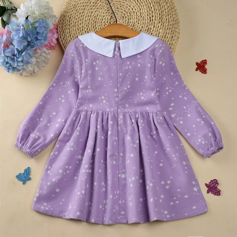 Cotton Princess School Children Clothes Little Stars Peter Pan Collar Long Sleeve 3-10Y Kids Dresses for Girls | Детская одежда и