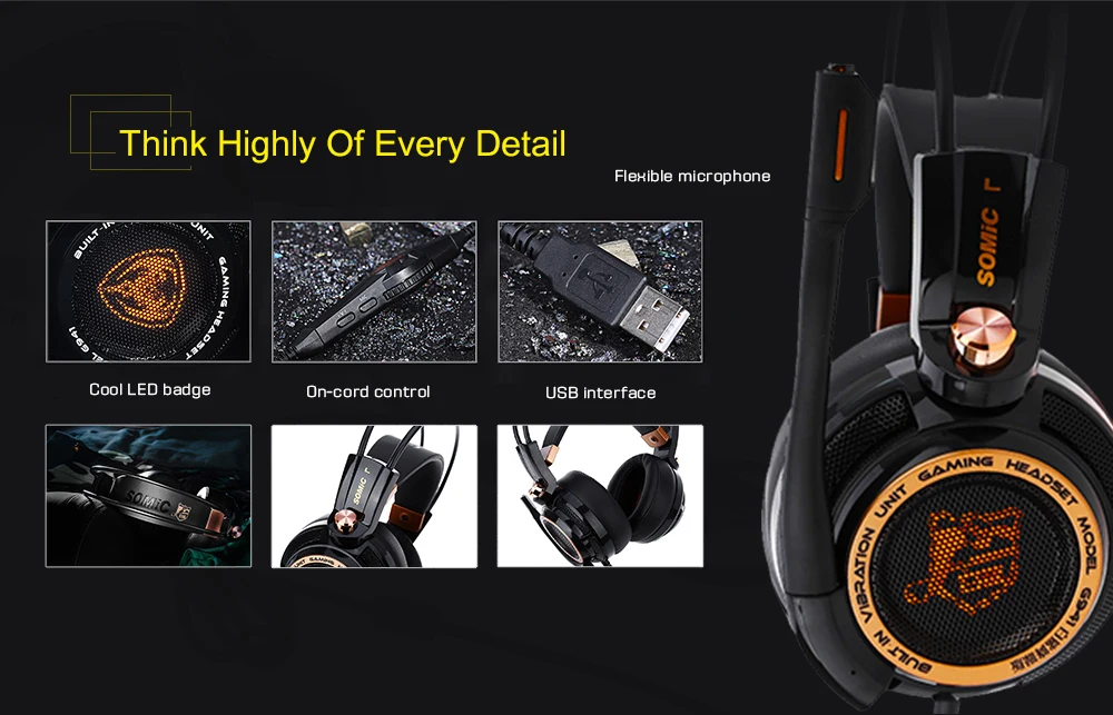 Somic G941 7,1 микрофон для электронных спортивных игр, активное шумоподавление, вибрация, стерео монитор, распознавание звука, позиционирование, гарнитура