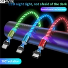 Магнитный USB-кабель GTWIN со светодиодной подсветкой, кабель для быстрой зарядки с разъемом типа C, магнитное зарядное устройство, кабель Micro USB для передачи данных, шнур USB