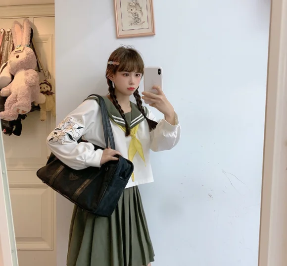 Униформа для студентов колледжа jk милая фотография матросский воротник топ с