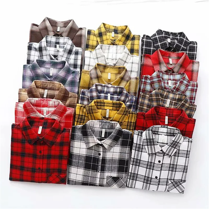 Dioufond 2020 новинка Женская шикарная свободная Клетчатая блуза с длинным рукавом