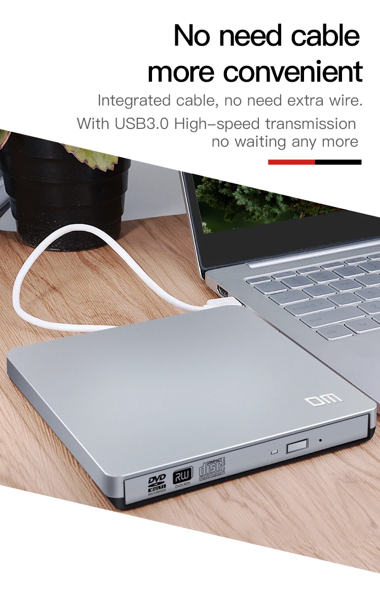 DM оптический usb-дисковод Внешний USB 3,0 CD/DVD-rom Комбинированный DVD RW rom горелка для Dell lenovo ноутбук для Mac OS USB DVD привод