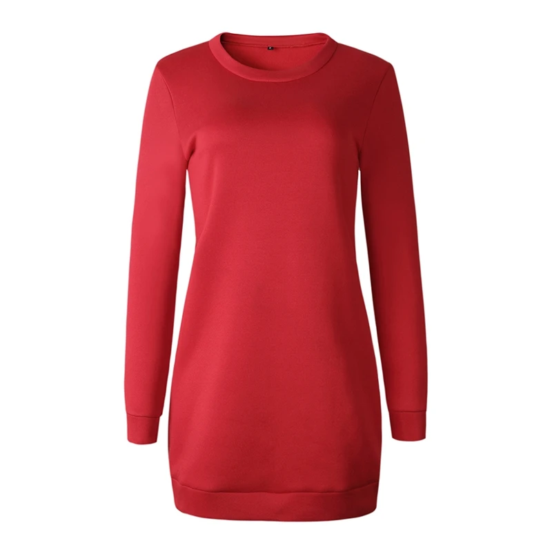 Женское осеннее модное лаконичное повседневное однотонное платье-свитер с