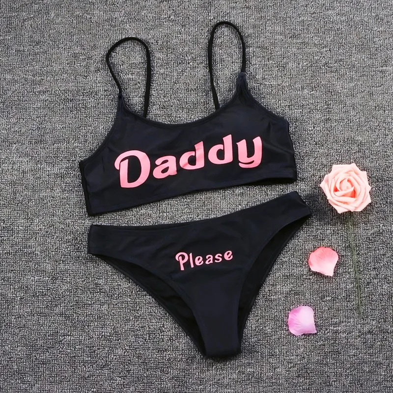 Купальник женский с принтом папы белый черный купальник-бикини 2019 купальный