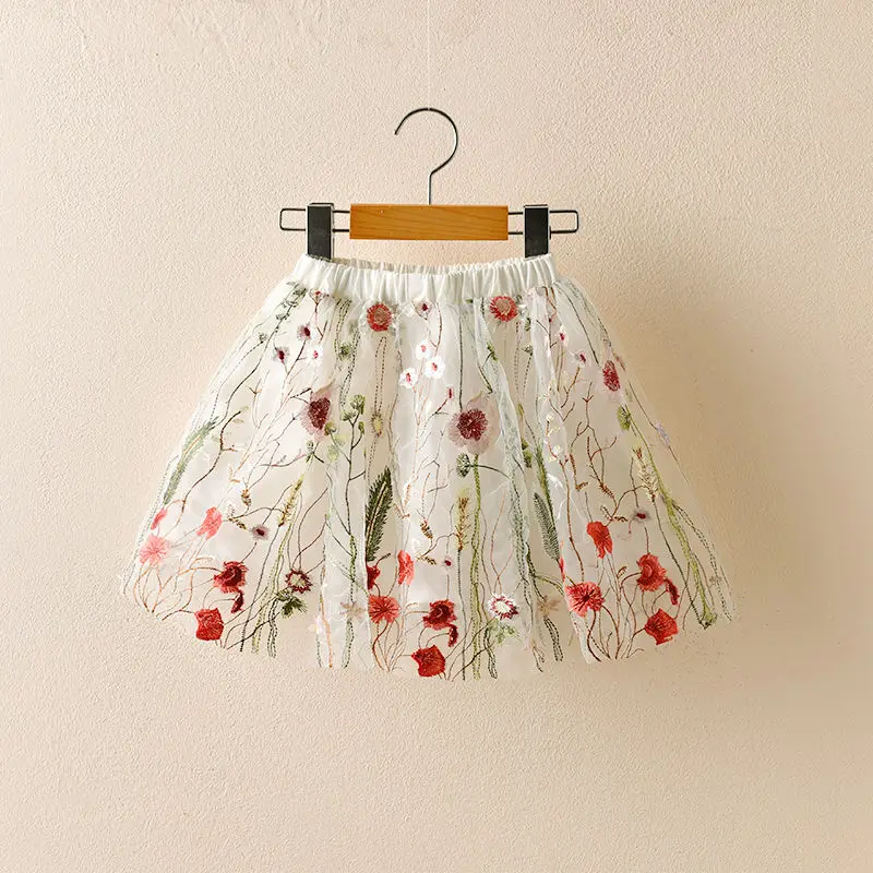 Юбка пачка с вышивкой для девочек новинка 2021 летняя детская повседневная