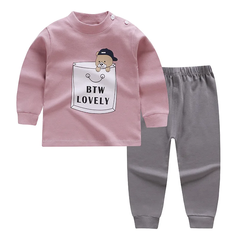 C05 Одежда унисекс для малышей, 2 шт./компл. От 6 месяцев до 4 лет нижнее белье из хлопка набор Штаны для мальчиков младенцев Пижама; домашняя одежда; зимняя одежда для малышей на День Благодарения для маленьких девочек Наборы для младенцев - Цвет: C05