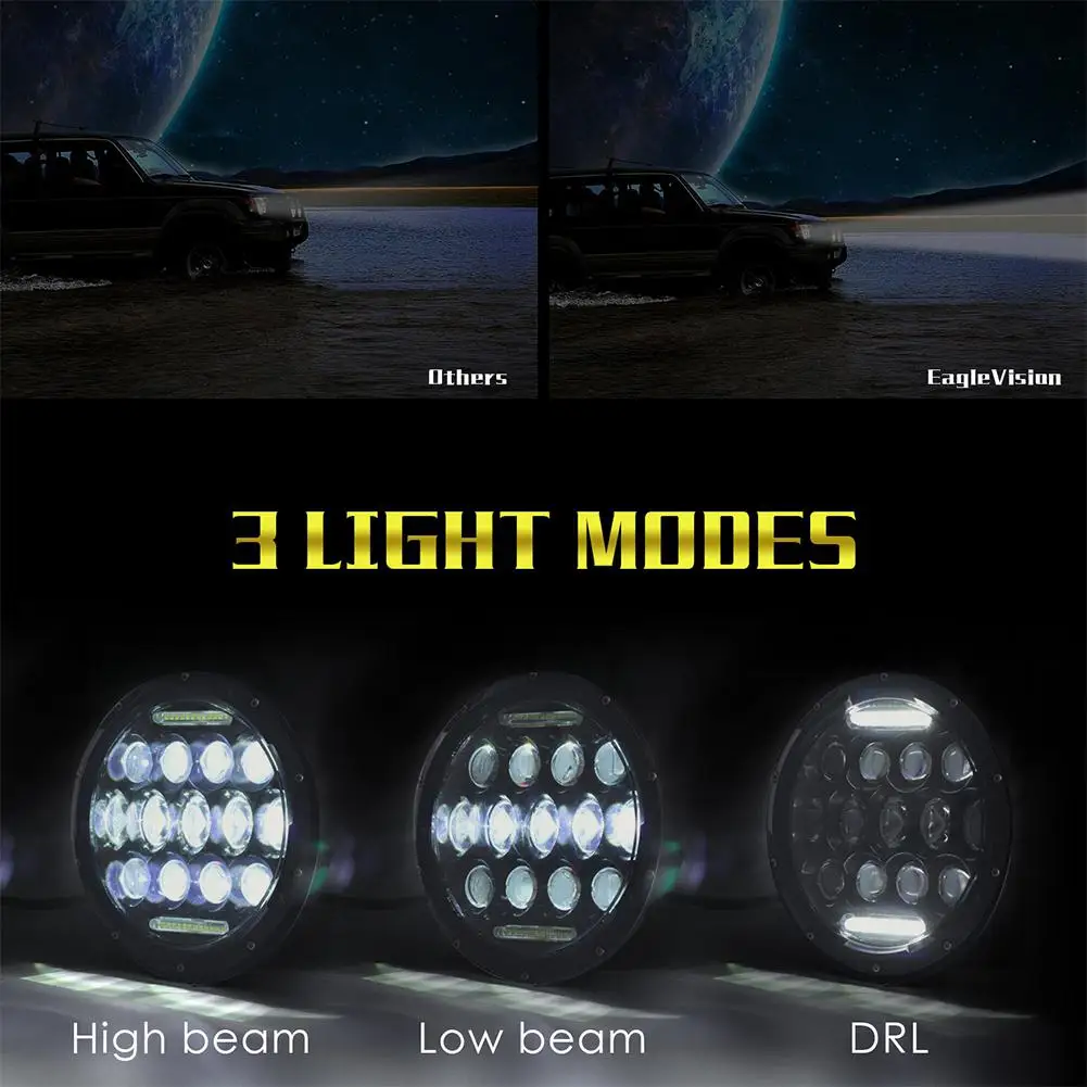 1Pcs H4/H13 7 Inch 300W Car Round LED Headlight High Power Bulb Turn Signal Light White Lamp Headlamp for Je ep | Автомобили и