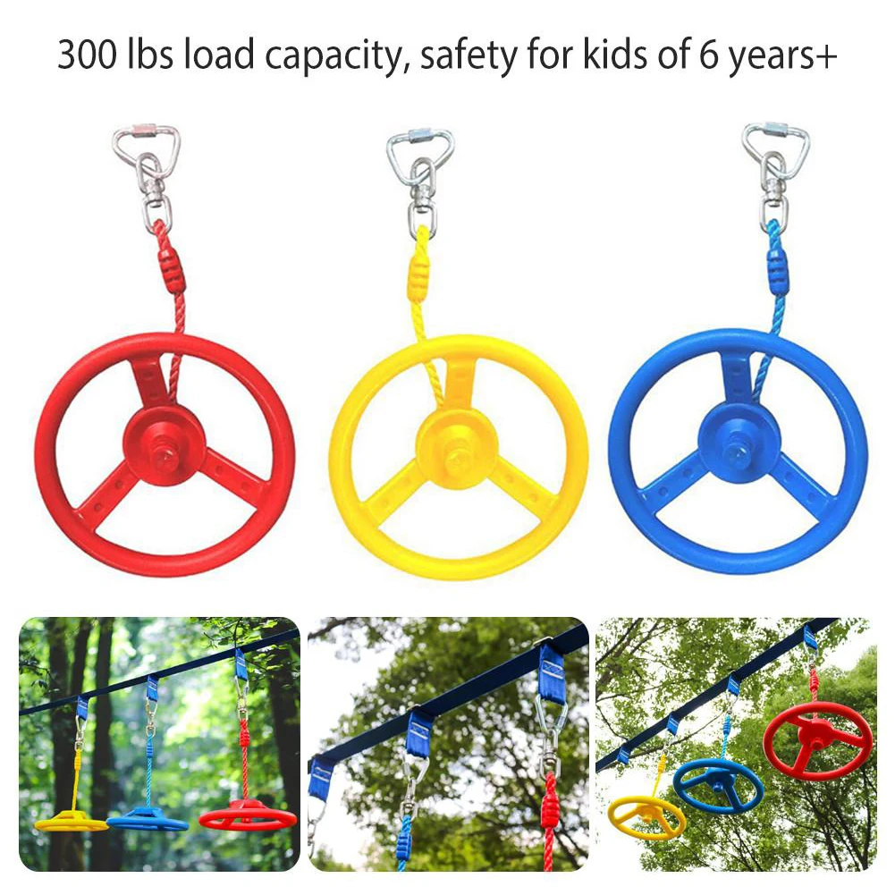 

Ninja Wheel Obstacle Monkey Swing Wheel For Kids Jungle Courtyard Ninja Line Slacking Line Swing Set Attachment For Climbing