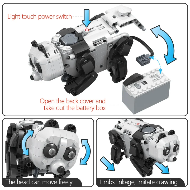 

427PCS High-tech Building Block High-tech Creator Electric Panda Animal Robot Bricks Educational Toys for Children Gifts