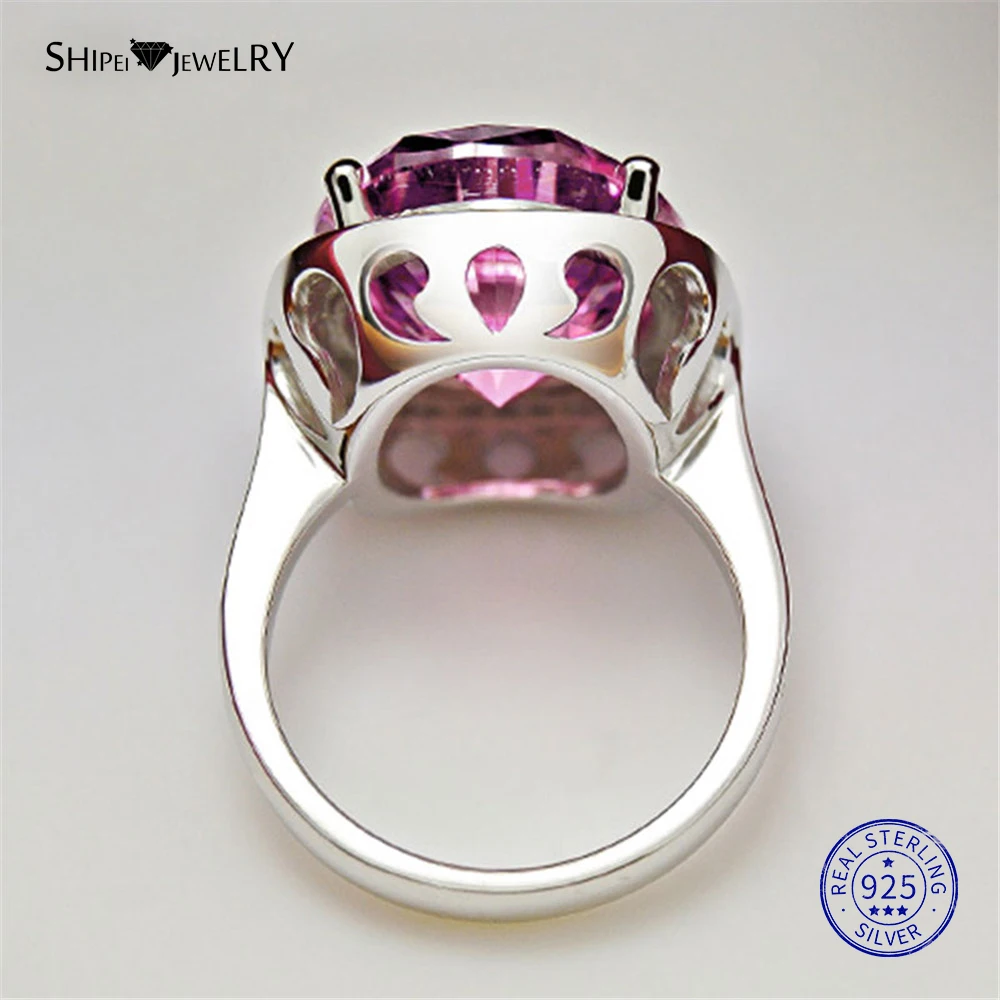 Женское кольцо из серебра 100% пробы с натуральным розовым сапфиром|Кольца| |
