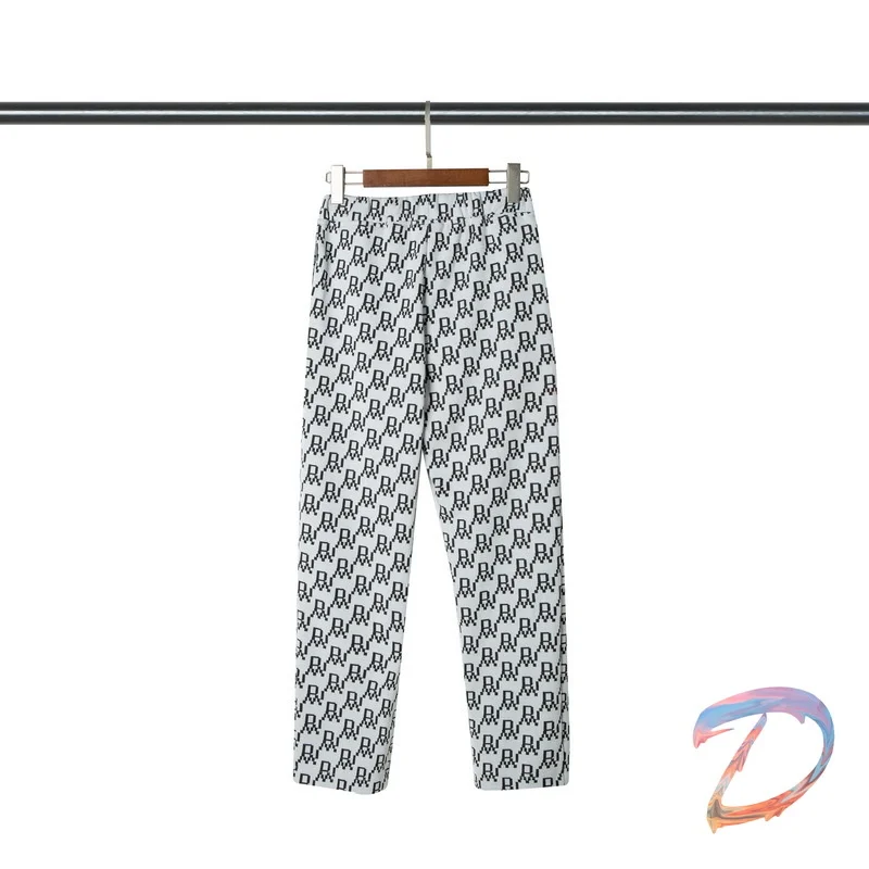 

Oversize We11done Pants Men's Women's High Quality Full Print Drawstring Trousers Welldone Trend Bottom Split Casual Trousers