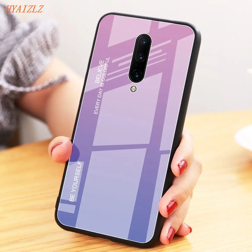 Чехол для Oneplus 7T 7 Pro 6T 6 9H закаленное стекло + мягкий чехол из ТПУ с градиентными